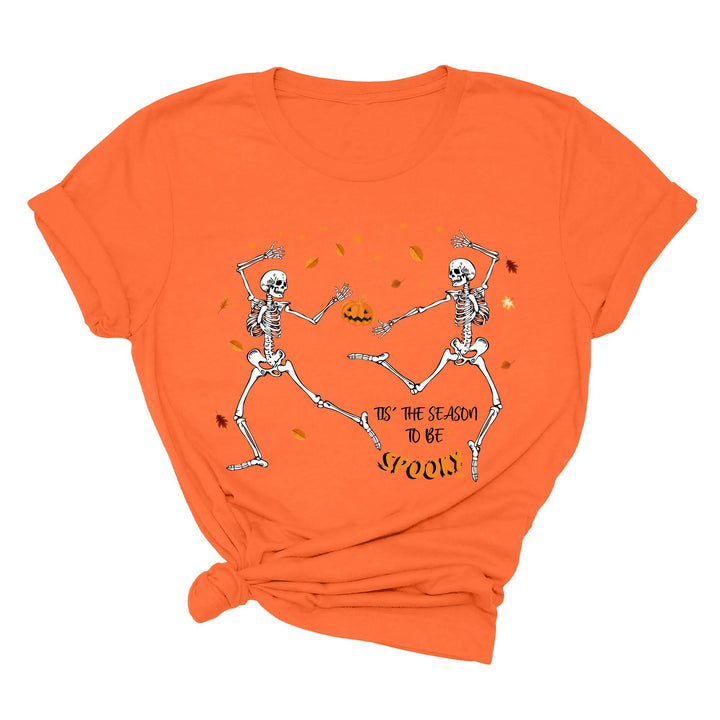 Spooky Vibes Tee | Dancing Skeleton & Pumpkin Spice | Cute Halloween Shirt