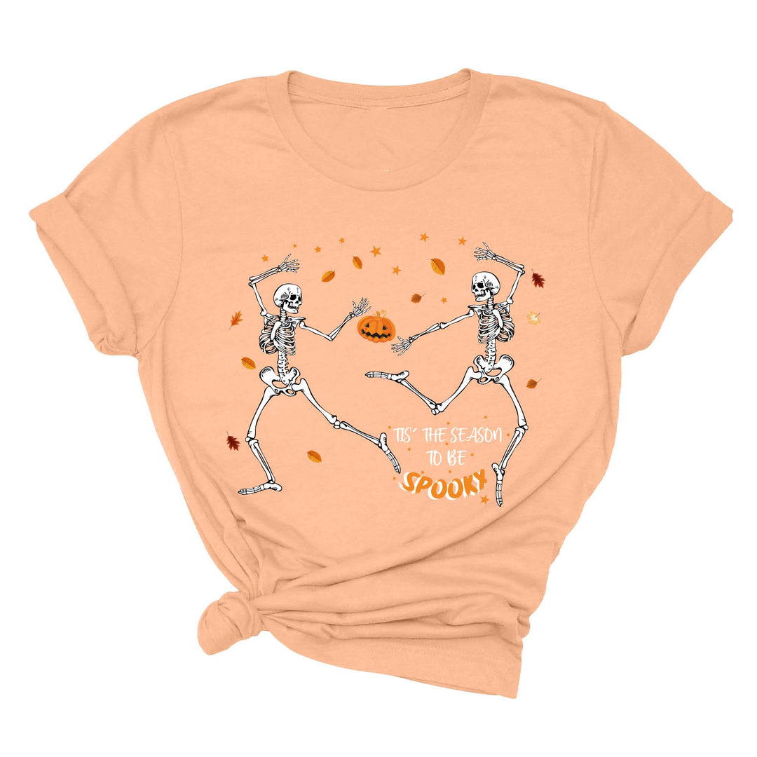 Spooky Vibes Tee | Dancing Skeleton & Pumpkin Spice | Cute Halloween Shirt