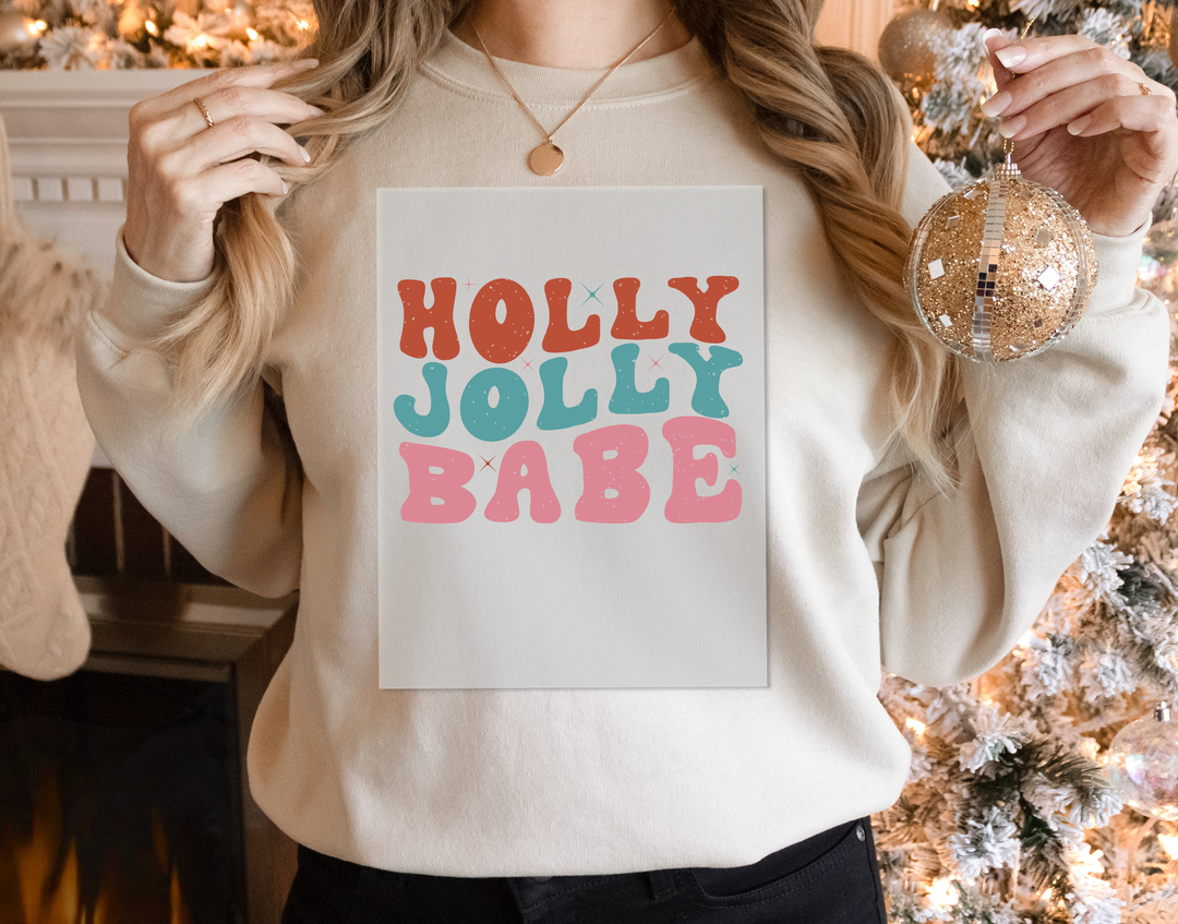 Holly Jolly Babe DTF Transfers | Retro Vintage Christmas DTF Transfers