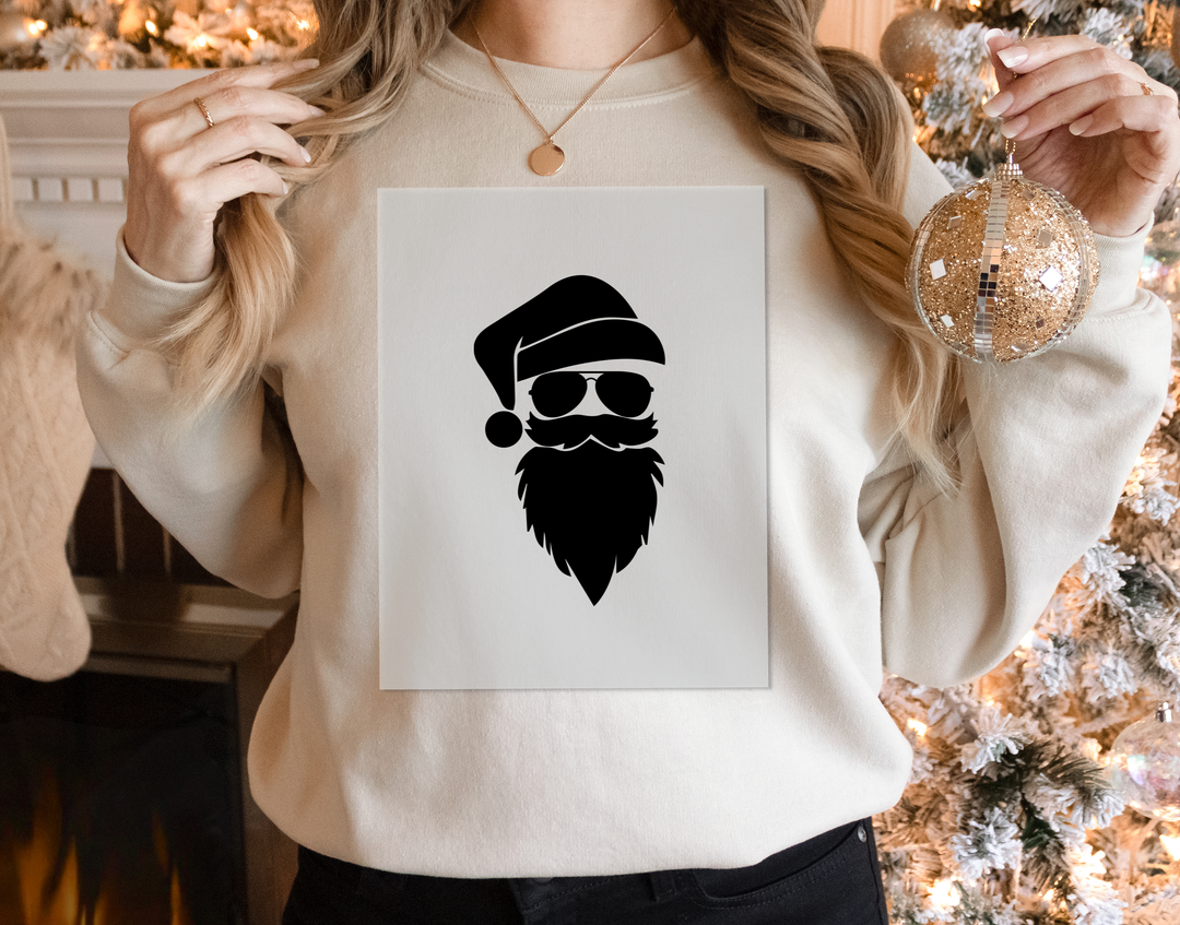 Santa Claus Silhouette Christmas DTF Transfers | Cool Santa Face DTF