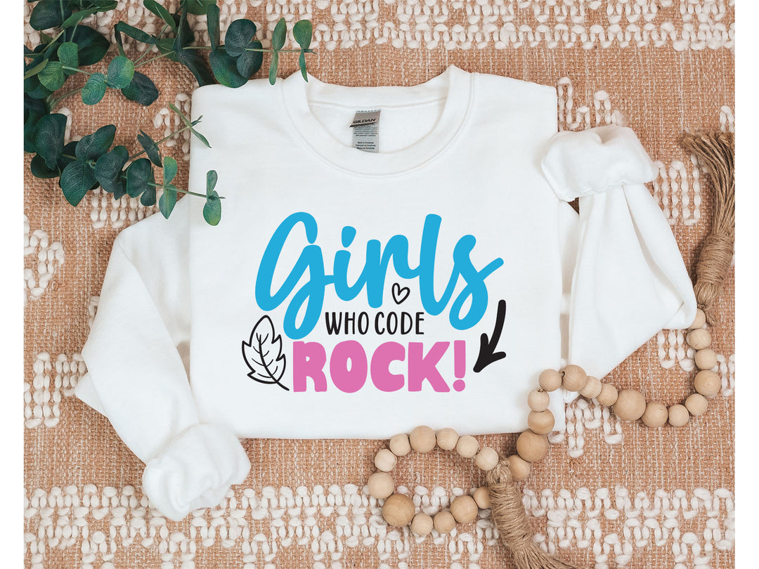 Girls Who Code Rock Sweatshirt - Vintage Rock Band & Retro Feel