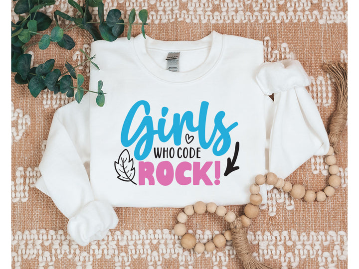 Girls Who Code Rock Sweatshirt - Vintage Rock Band & Retro Feel