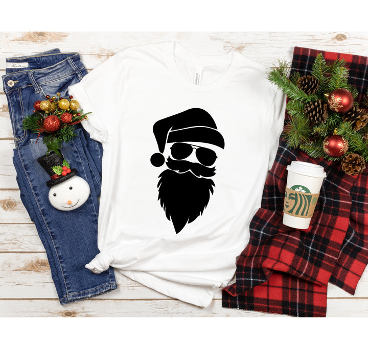 Santa Claus Silhouette Christmas Shirt | Cool Santa Face Shirt