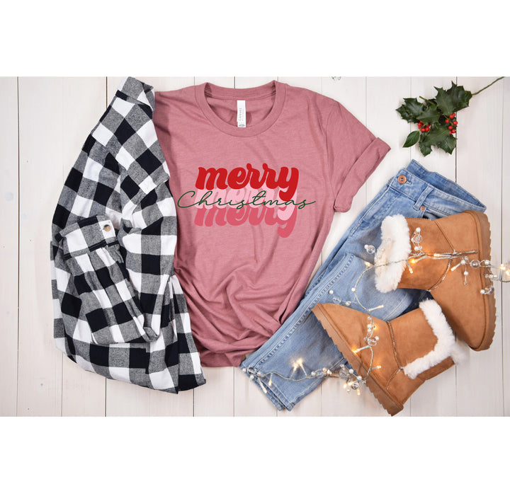 Merry Merry Merry Christmas Shirt | Festive Family Holiday Tee