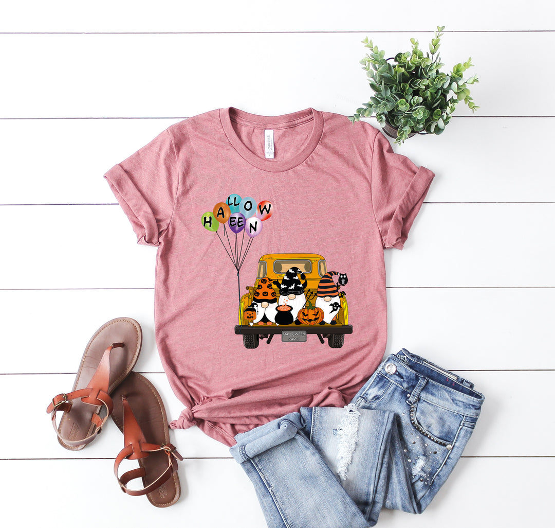 Halloween Gnomes in Truck Shirt – Vintage Pumpkins & Bat Costume Tee