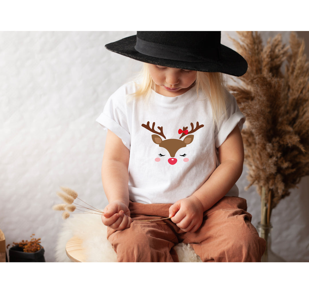 Reindeer Face Tee | Merry Christmas Family Matching Shirt