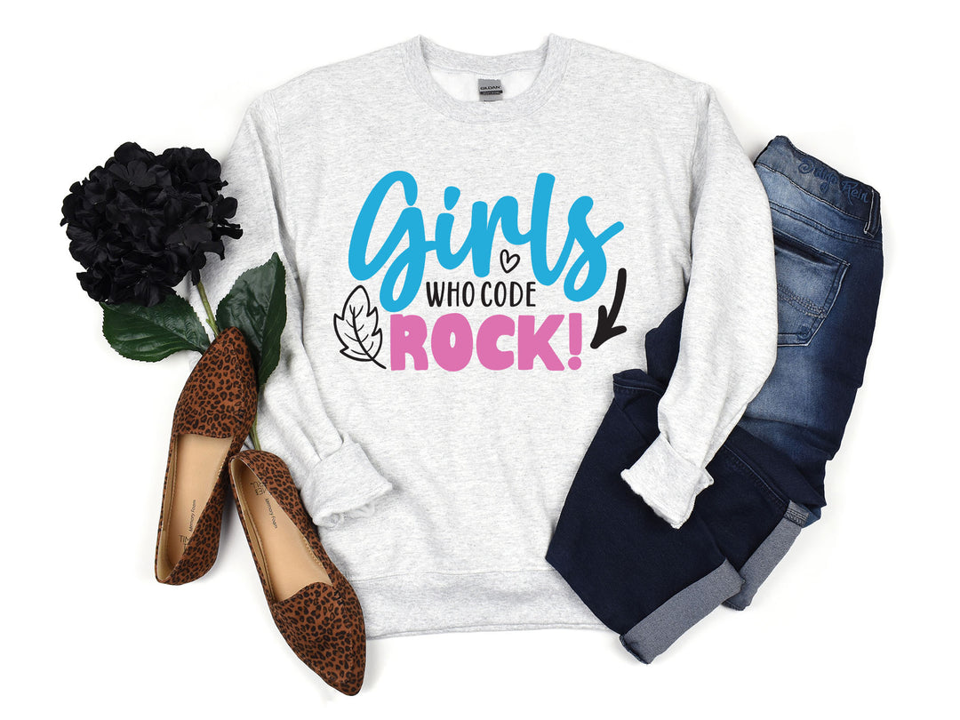 Girls Who Code Rock Sweatshirt - Vintage Rock Band & Retro Feel