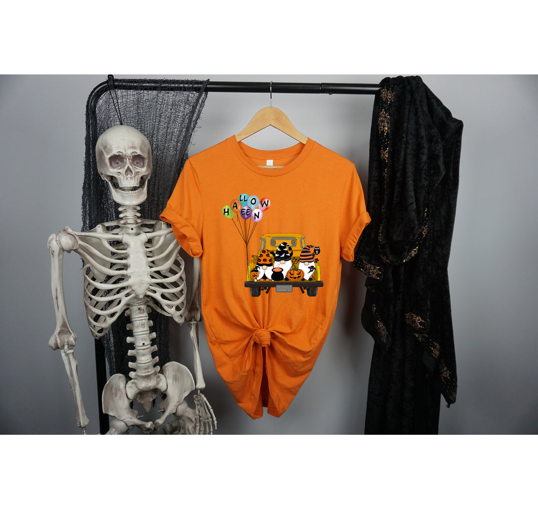 Halloween Gnomes in Truck Shirt – Vintage Pumpkins & Bat Costume Tee