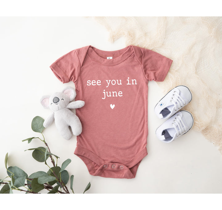 Baby Announcement Bodysuit - See You in June | Pregnancy Bodysuit