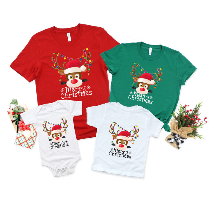 Reindeer Face Tee | Merry Christmas Family Matching Shirt