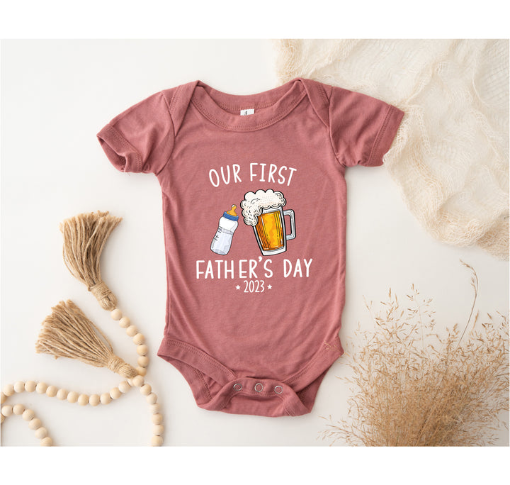 Personalized Our First Father's Day Bodysuit - Custom & Funny Gift