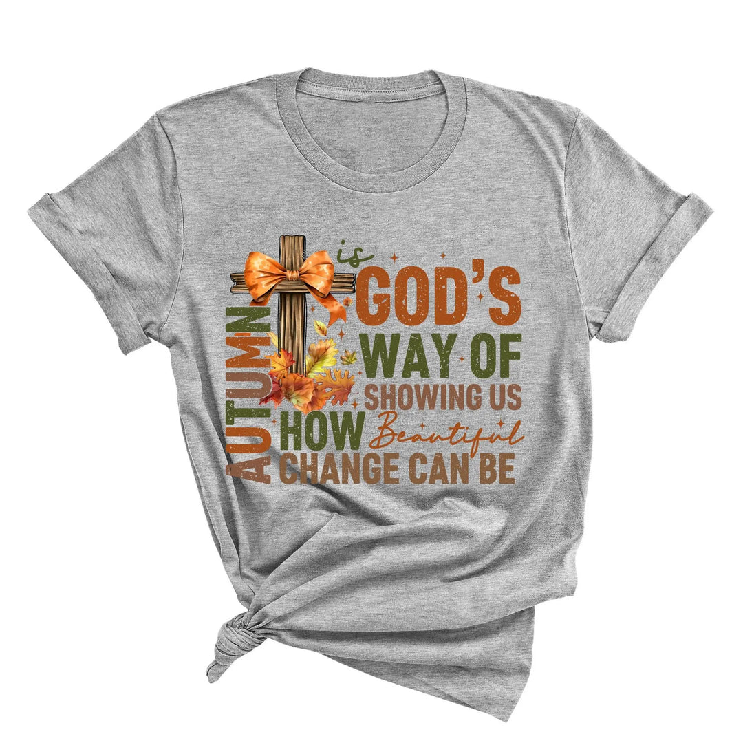 Autumn Is God's Way Of Showing Us How Beautiful Change Can Be Shirt, Retro Fall Jesus Shirt, Fall Coquette Bow Shirt Autumn Jesus Sweatshirt Shirtprintingcenter