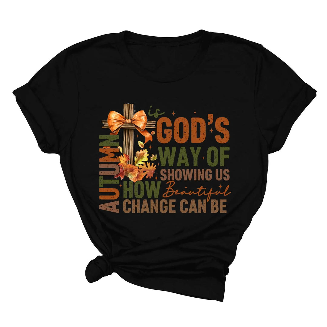 Autumn Is God's Way Of Showing Us How Beautiful Change Can Be Shirt, Retro Fall Jesus Shirt, Fall Coquette Bow Shirt Autumn Jesus Sweatshirt Shirtprintingcenter