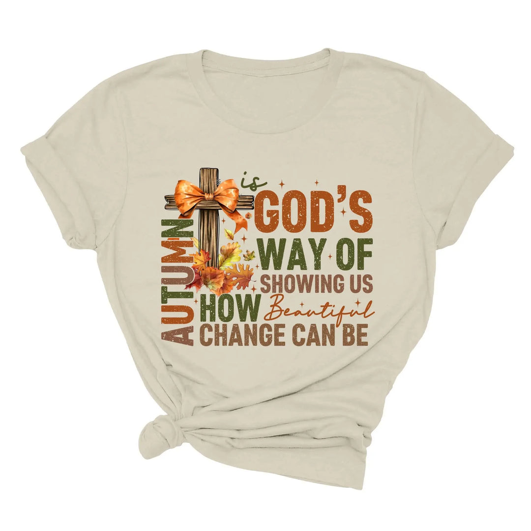 Autumn Is God's Way Of Showing Us How Beautiful Change Can Be Shirt, Retro Fall Jesus Shirt, Fall Coquette Bow Shirt Autumn Jesus Sweatshirt Shirtprintingcenter