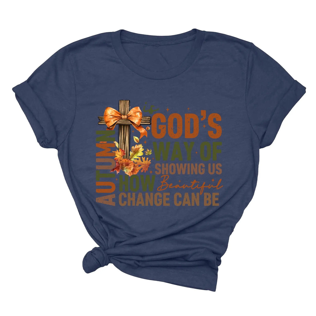 Autumn Is God's Way Of Showing Us How Beautiful Change Can Be Shirt, Retro Fall Jesus Shirt, Fall Coquette Bow Shirt Autumn Jesus Sweatshirt Shirtprintingcenter