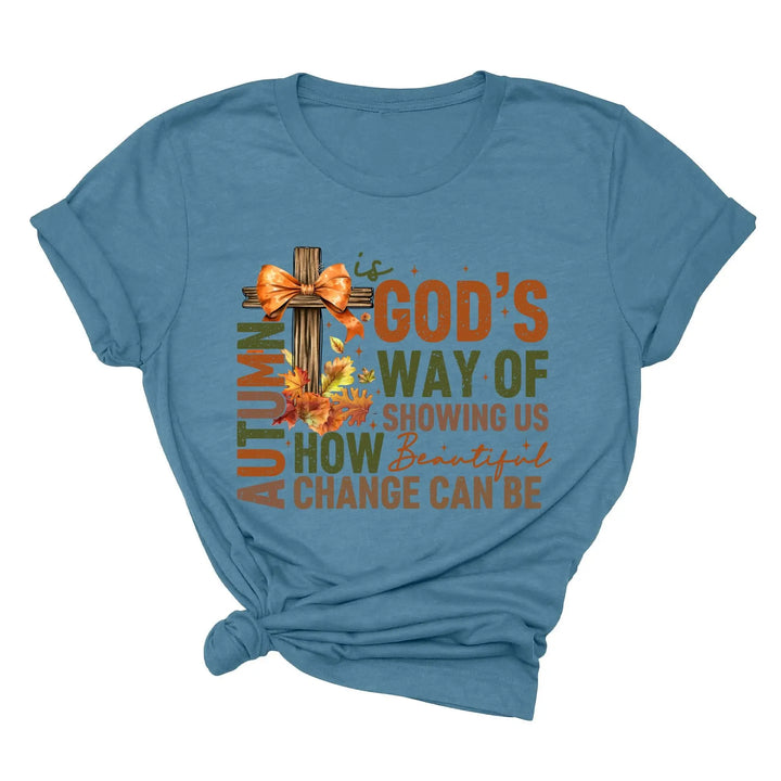 Autumn Is God's Way Of Showing Us How Beautiful Change Can Be Shirt, Retro Fall Jesus Shirt, Fall Coquette Bow Shirt Autumn Jesus Sweatshirt Shirtprintingcenter
