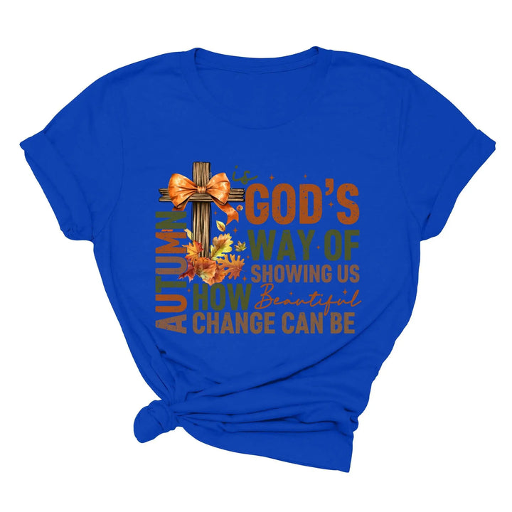 Autumn Is God's Way Of Showing Us How Beautiful Change Can Be Shirt, Retro Fall Jesus Shirt, Fall Coquette Bow Shirt Autumn Jesus Sweatshirt Shirtprintingcenter