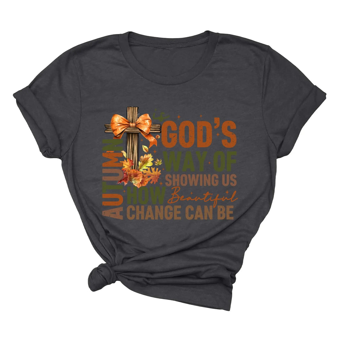 Autumn Is God's Way Of Showing Us How Beautiful Change Can Be Shirt, Retro Fall Jesus Shirt, Fall Coquette Bow Shirt Autumn Jesus Sweatshirt Shirtprintingcenter