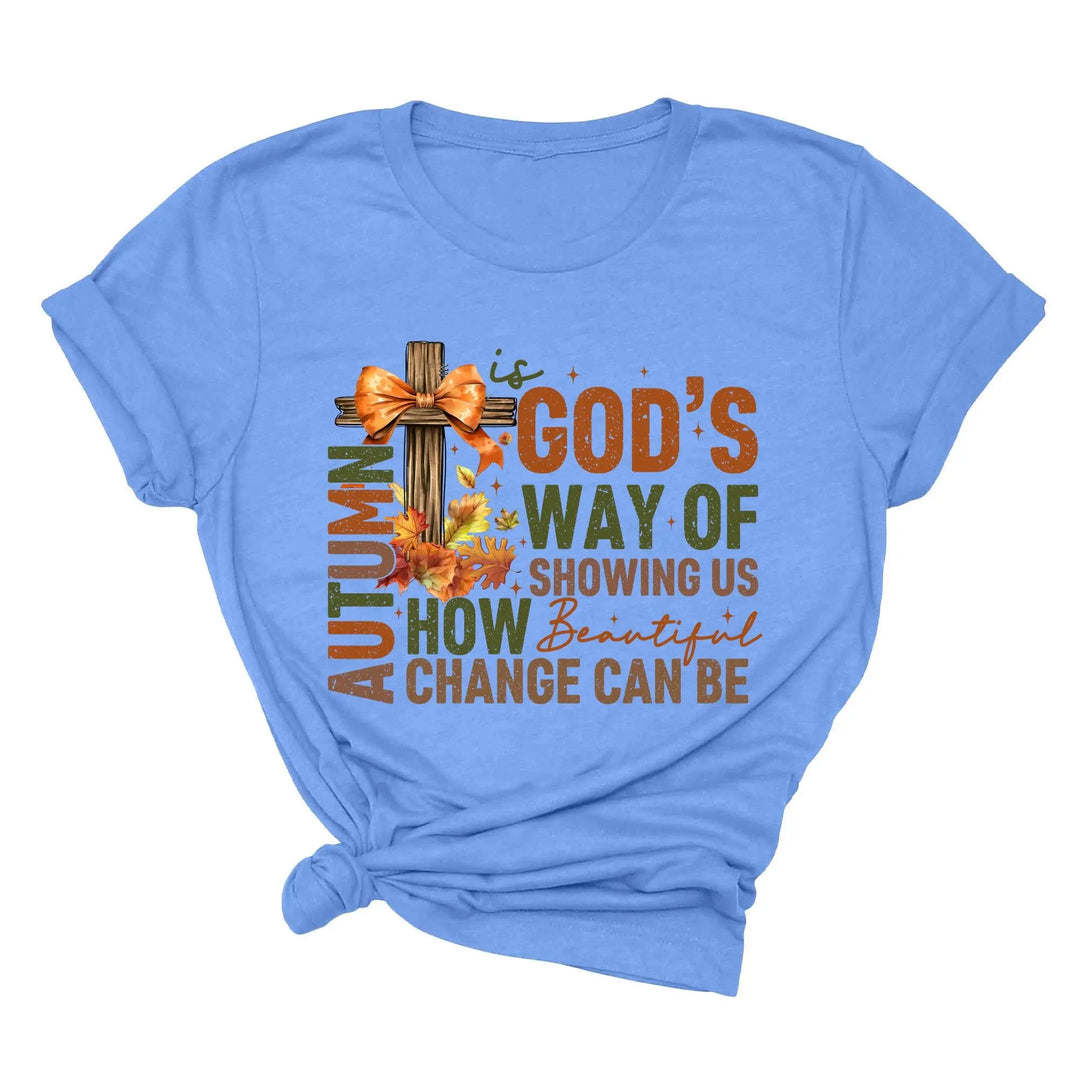 Autumn Is God's Way Of Showing Us How Beautiful Change Can Be Shirt, Retro Fall Jesus Shirt, Fall Coquette Bow Shirt Autumn Jesus Sweatshirt Shirtprintingcenter