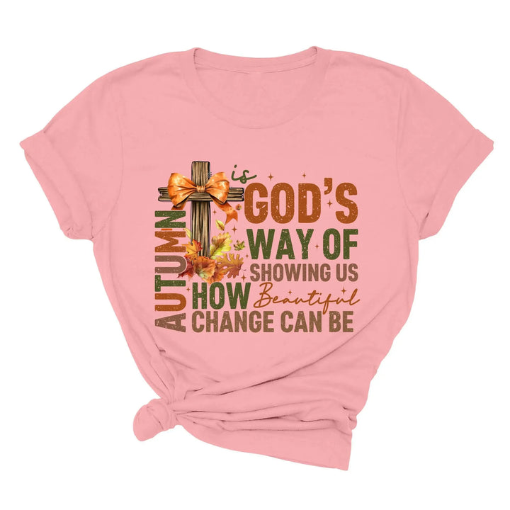 Autumn Is God's Way Of Showing Us How Beautiful Change Can Be Shirt, Retro Fall Jesus Shirt, Fall Coquette Bow Shirt Autumn Jesus Sweatshirt Shirtprintingcenter