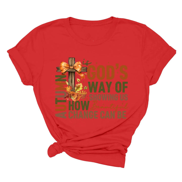 Autumn Is God's Way Of Showing Us How Beautiful Change Can Be Shirt, Retro Fall Jesus Shirt, Fall Coquette Bow Shirt Autumn Jesus Sweatshirt Shirtprintingcenter
