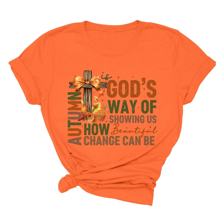 Autumn Is God's Way Of Showing Us How Beautiful Change Can Be Shirt, Retro Fall Jesus Shirt, Fall Coquette Bow Shirt Autumn Jesus Sweatshirt Shirtprintingcenter