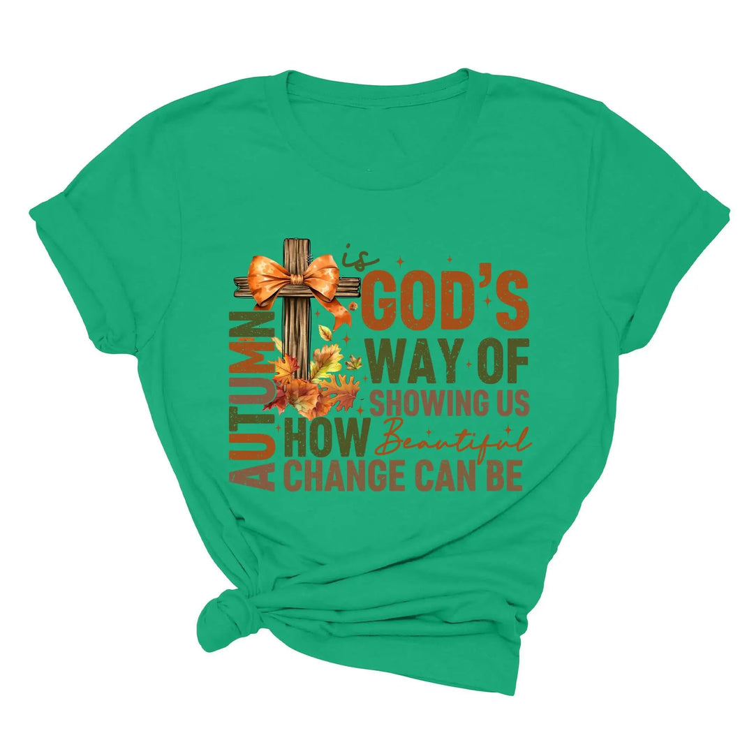 Autumn Is God's Way Of Showing Us How Beautiful Change Can Be Shirt, Retro Fall Jesus Shirt, Fall Coquette Bow Shirt Autumn Jesus Sweatshirt Shirtprintingcenter