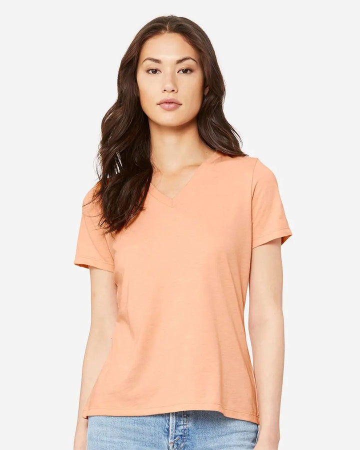 Bella+Canvas Camiseta de manga corta con cuello en V para mujer 6405-6405CVC