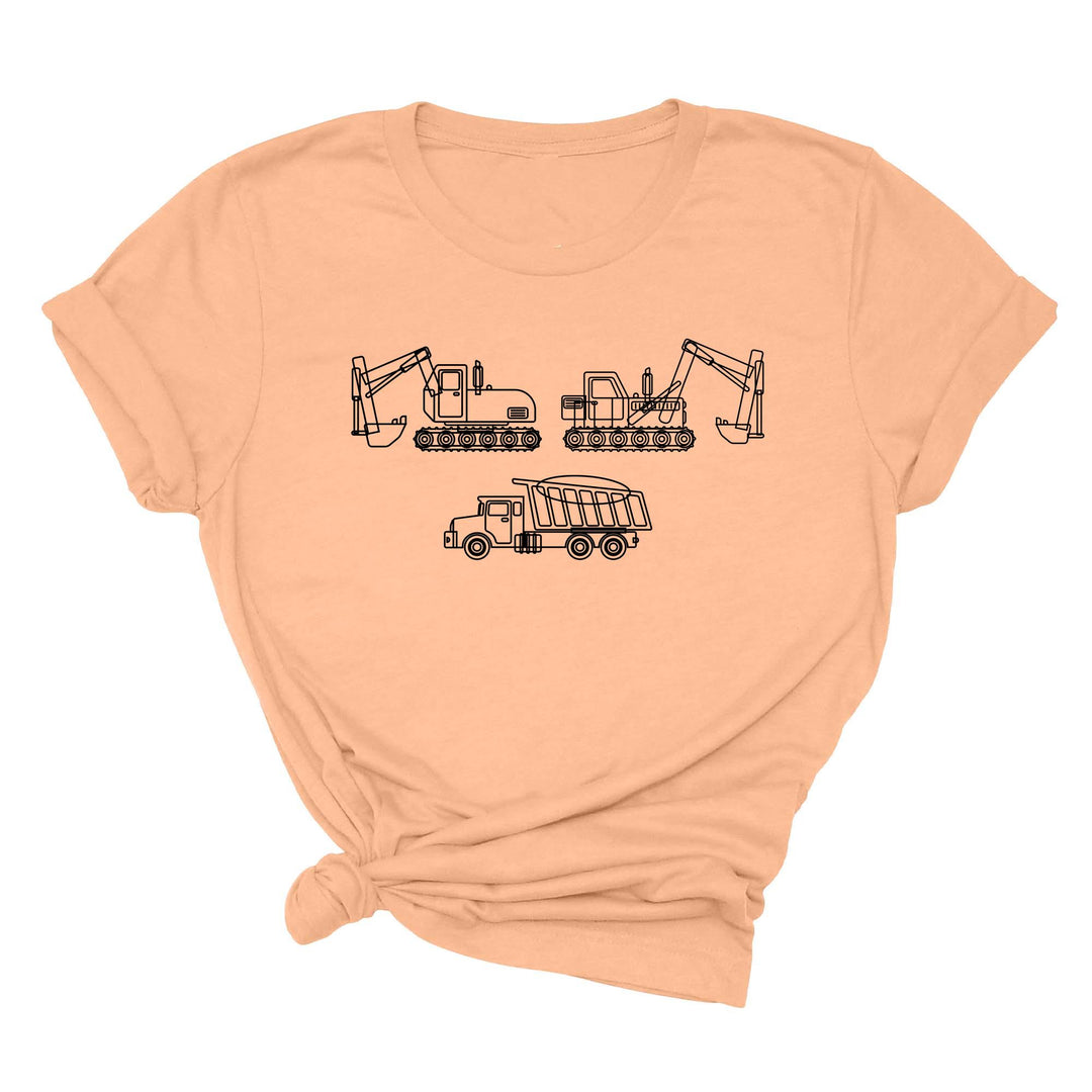 Construction Trucks Tee - Excavator Birthday Shirt for Kids