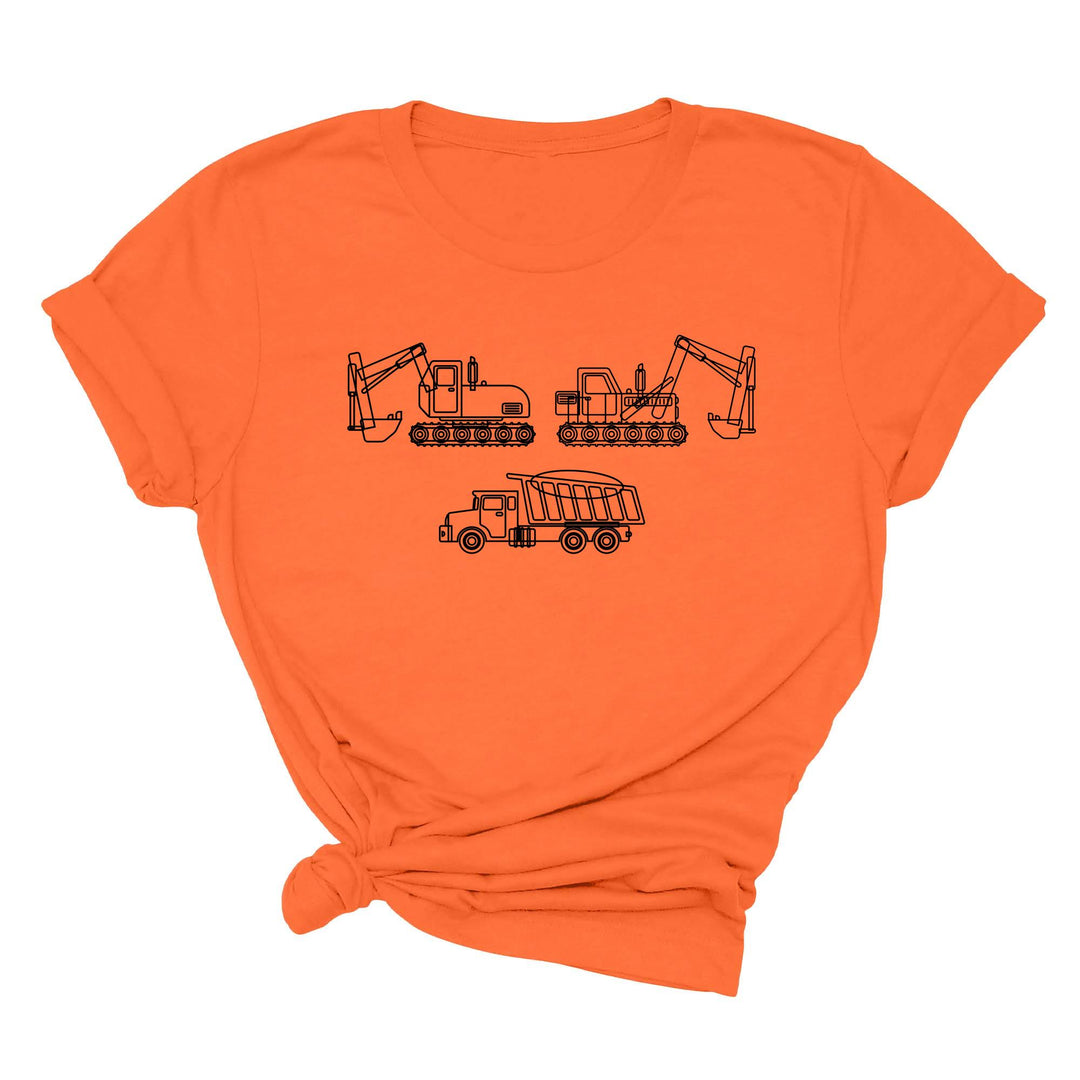 Construction Trucks Tee - Excavator Birthday Shirt for Kids