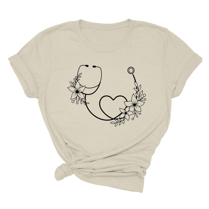 Cute Nurse Shirt - Floral Stethoscope & Healthcare Gift Tee for Women