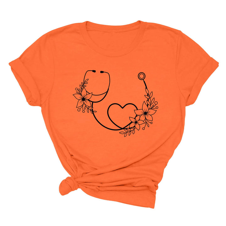 Cute Nurse Shirt - Floral Stethoscope & Healthcare Gift Tee for Women