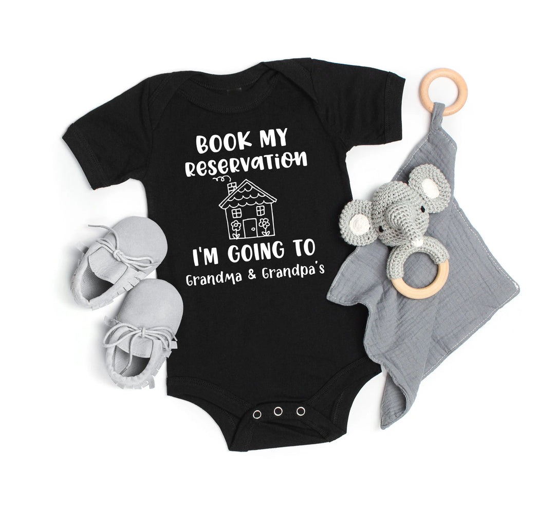 Book My Reservation Bodysuit - Pregnancy Announcement for Grandparents Shirtprintingcenter