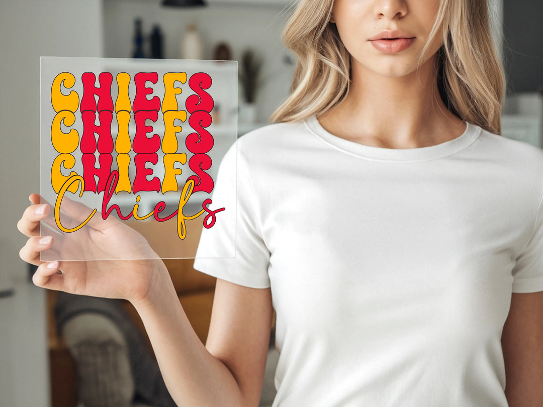 Transferencia DTF de fútbol de los Chiefs, impresión DTF de fútbol retro de Kansas City