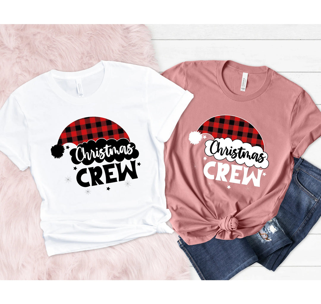 Christmas Crew Shirts | Cousin Crew with Plaid Santa Hat Shirtprintingcenter