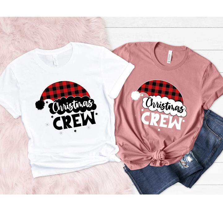 Christmas Crew Shirts | Cousin Crew with Plaid Santa Hat Shirtprintingcenter