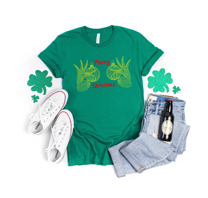 Christmas Hand Boobs Shirt | Funny Grinch-Inspired Holiday Tee Shirtprintingcenter