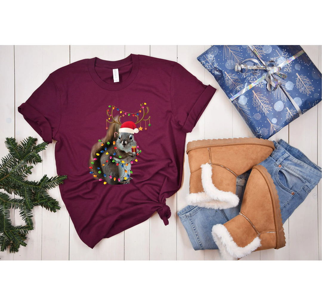 Christmas Squirrel Lights Shirt | Funny Christmas Vacation Tee Shirtprintingcenter