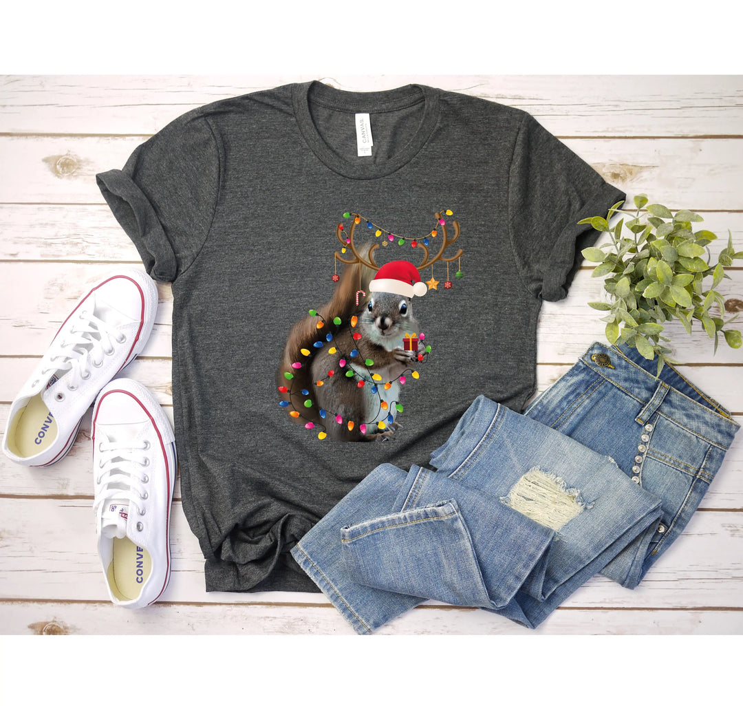 Christmas Squirrel Lights Shirt | Funny Christmas Vacation Tee Shirtprintingcenter