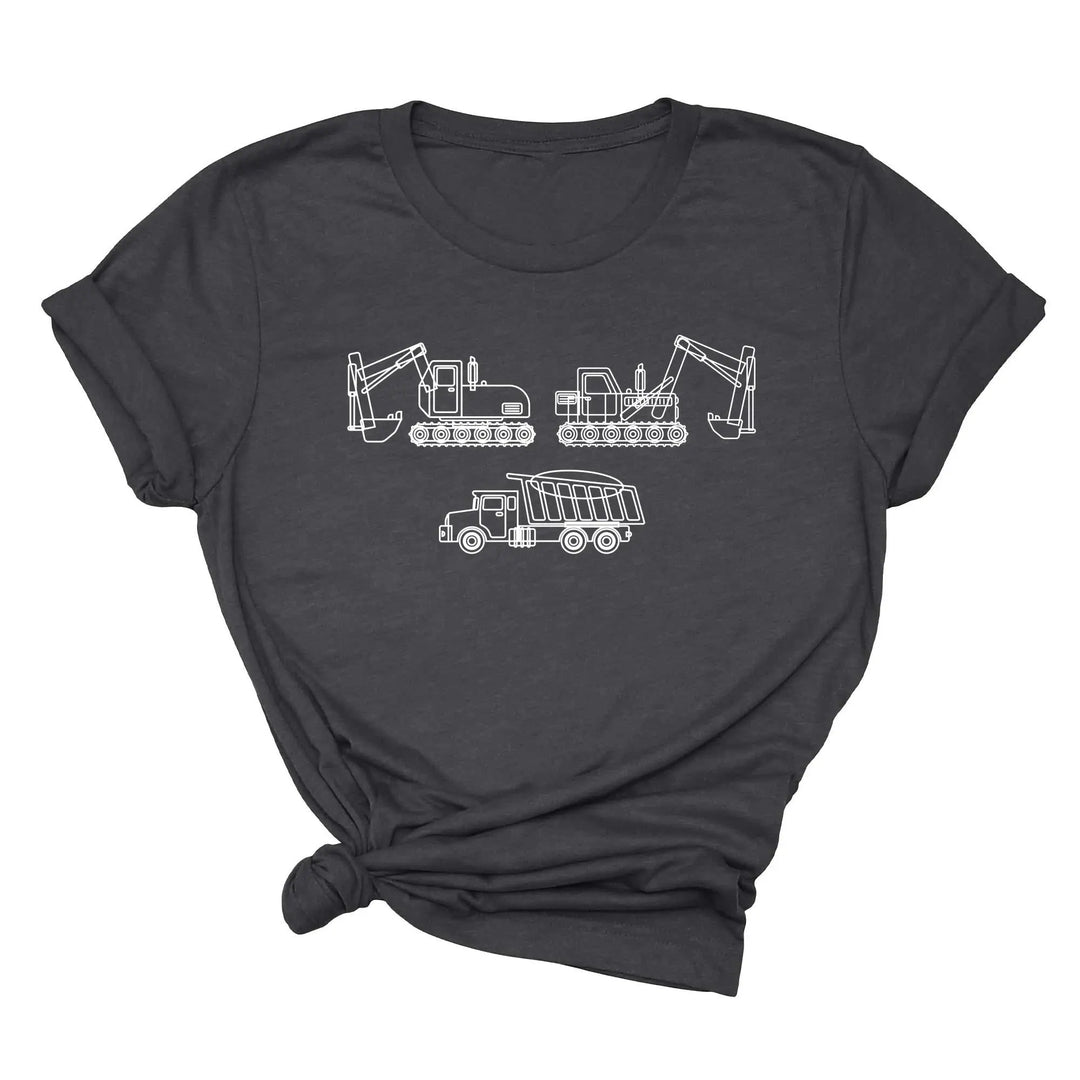 Construction Trucks Tee - Excavator Birthday Shirt for Kids Shirtprintingcenter