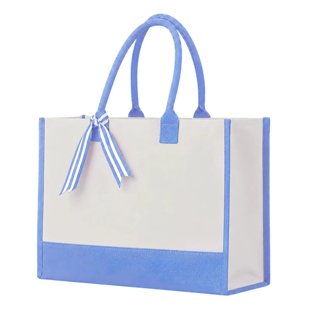 Custom Cottonfelt Wedding Canvas Tote Bag with Ribbon & Bottom Board Support