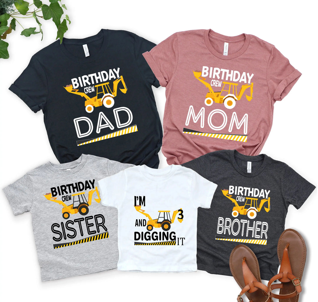 Custom Construction Birthday Shirt - Family Crew Tee | Diggin' It Shirtprintingcenter