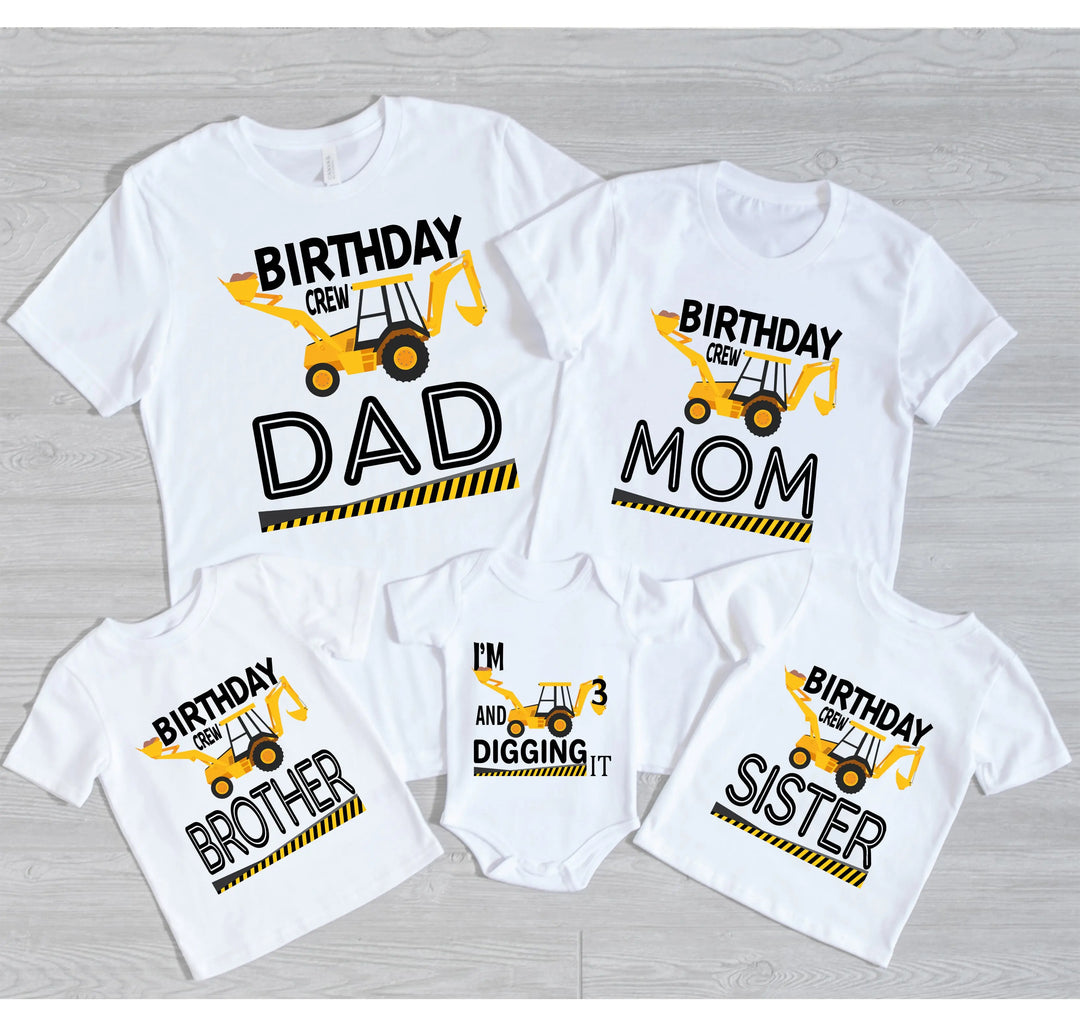 Custom Construction Birthday Shirt - Family Crew Tee | Diggin' It Shirtprintingcenter