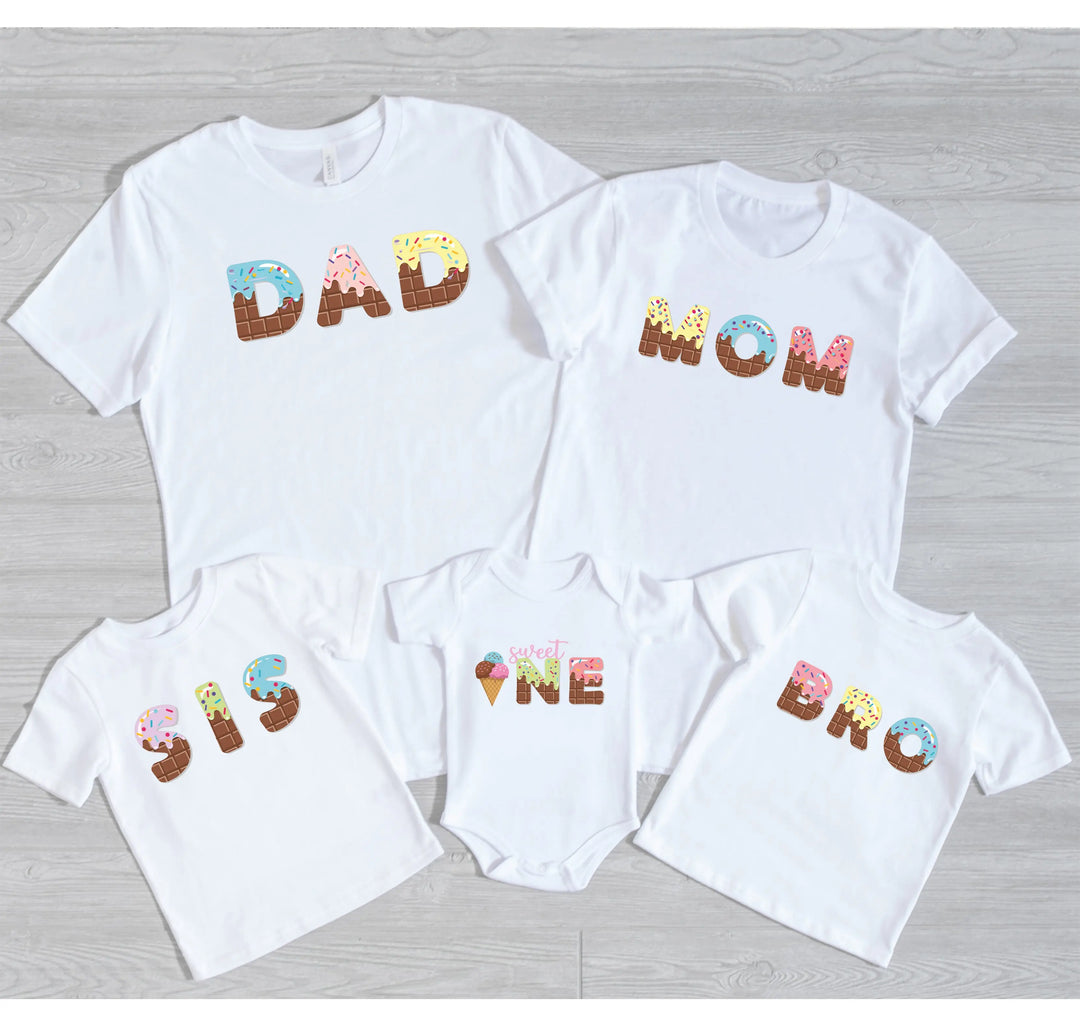 Custom Ice Cream Birthday Shirt - Family Matching Tee for Mom, Dad & Kid Shirtprintingcenter