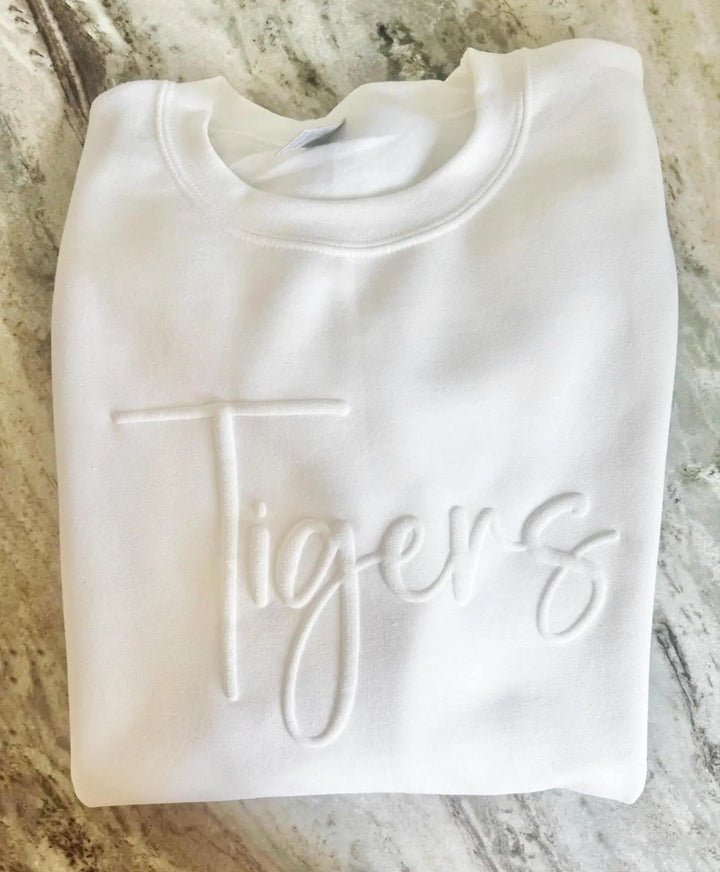 Custom Puff Sweatshirt, Custom Puff Embossed Team Name Crewneck, Custom Puff Print School Mascot Sweatshirt