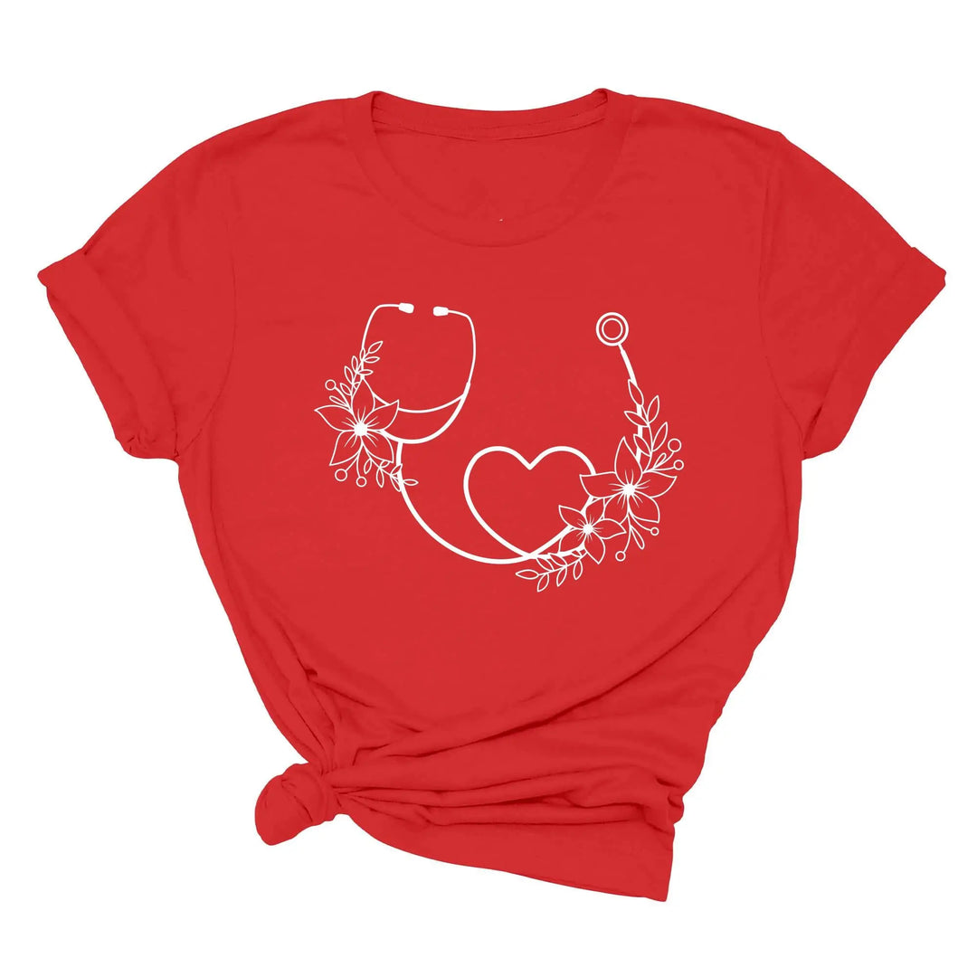 Cute Nurse Shirt - Floral Stethoscope & Healthcare Gift Tee for Women Shirtprintingcenter