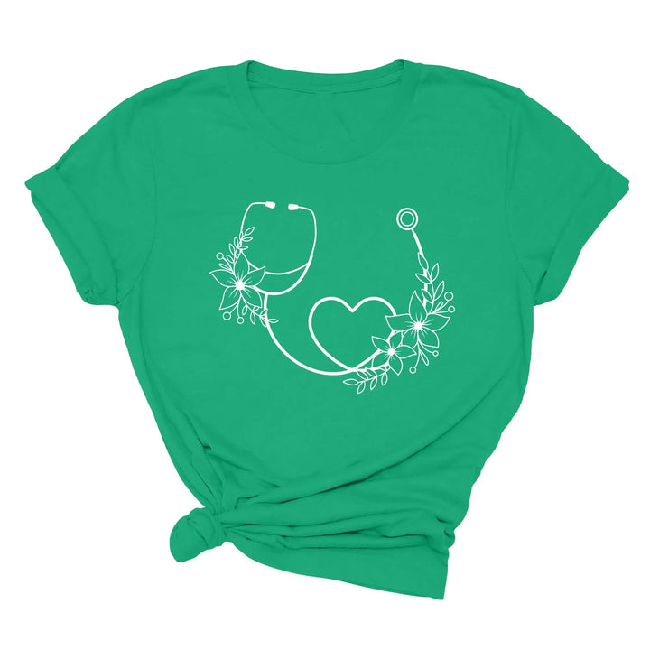 Cute Nurse Shirt - Floral Stethoscope & Healthcare Gift Tee for Women Shirtprintingcenter