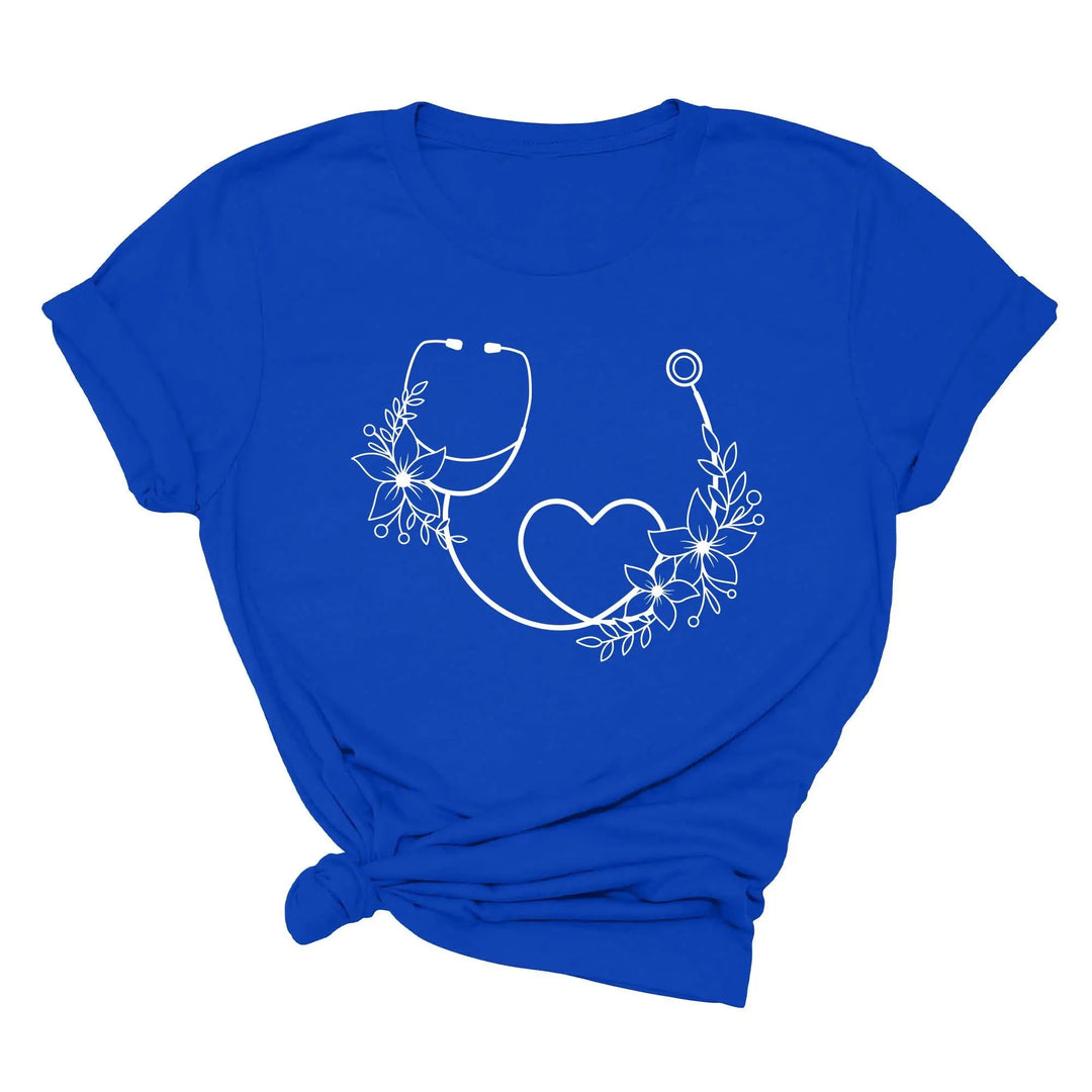 Cute Nurse Shirt - Floral Stethoscope & Healthcare Gift Tee for Women Shirtprintingcenter