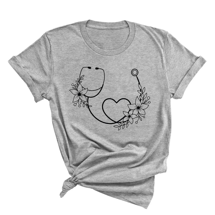 Cute Nurse Shirt - Floral Stethoscope & Healthcare Gift Tee for Women Shirtprintingcenter