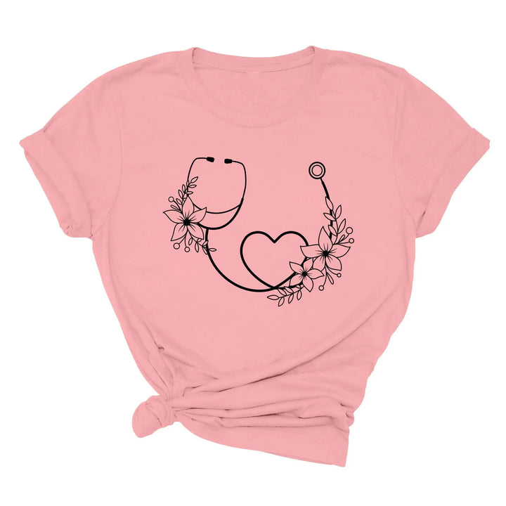 Cute Nurse Shirt - Floral Stethoscope & Healthcare Gift Tee for Women Shirtprintingcenter